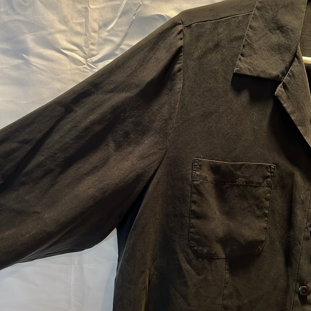 Notations 100% Silk Button Down 3/4 Sleeve Black … - image 7